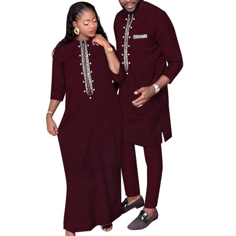 Customized Traditional African 15 Colors Ethnic Wax Printed Couple Matching Clothing Women Dresses And Men Suit