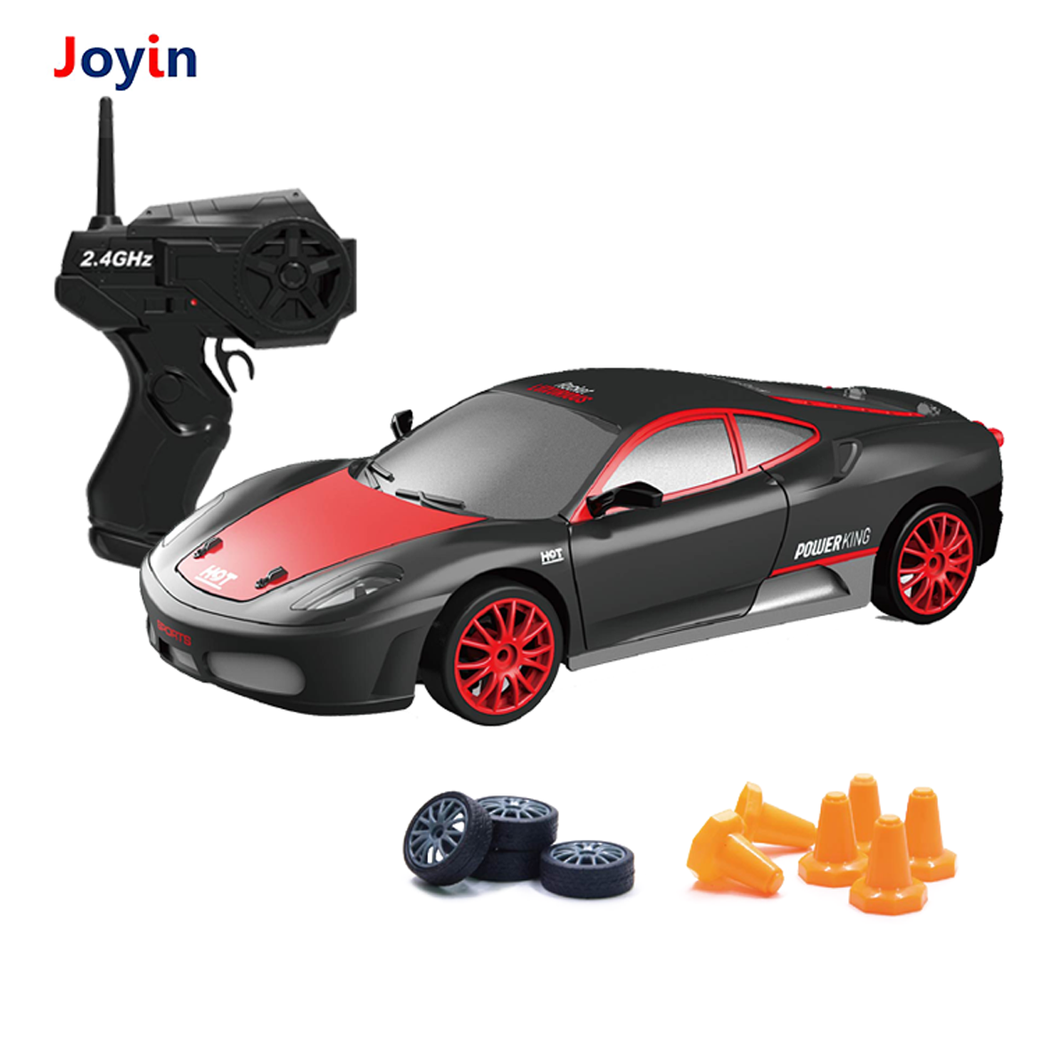 1/24 Scale Remote Control Toy Vehicle RC Drift Car Sport Racing Drifting Speed Model with LED Light and Drift Tires for Kids