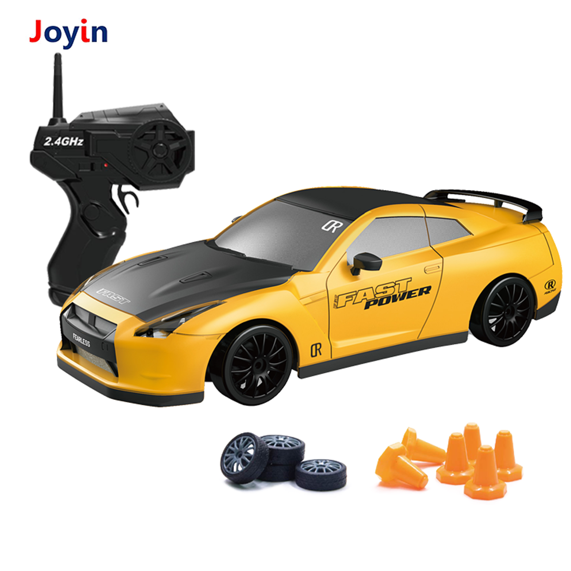 1/24 Scale Remote Control Toy Vehicle RC Drift Car Sport Racing Drifting Speed Model with LED Light and Drift Tires for Kids