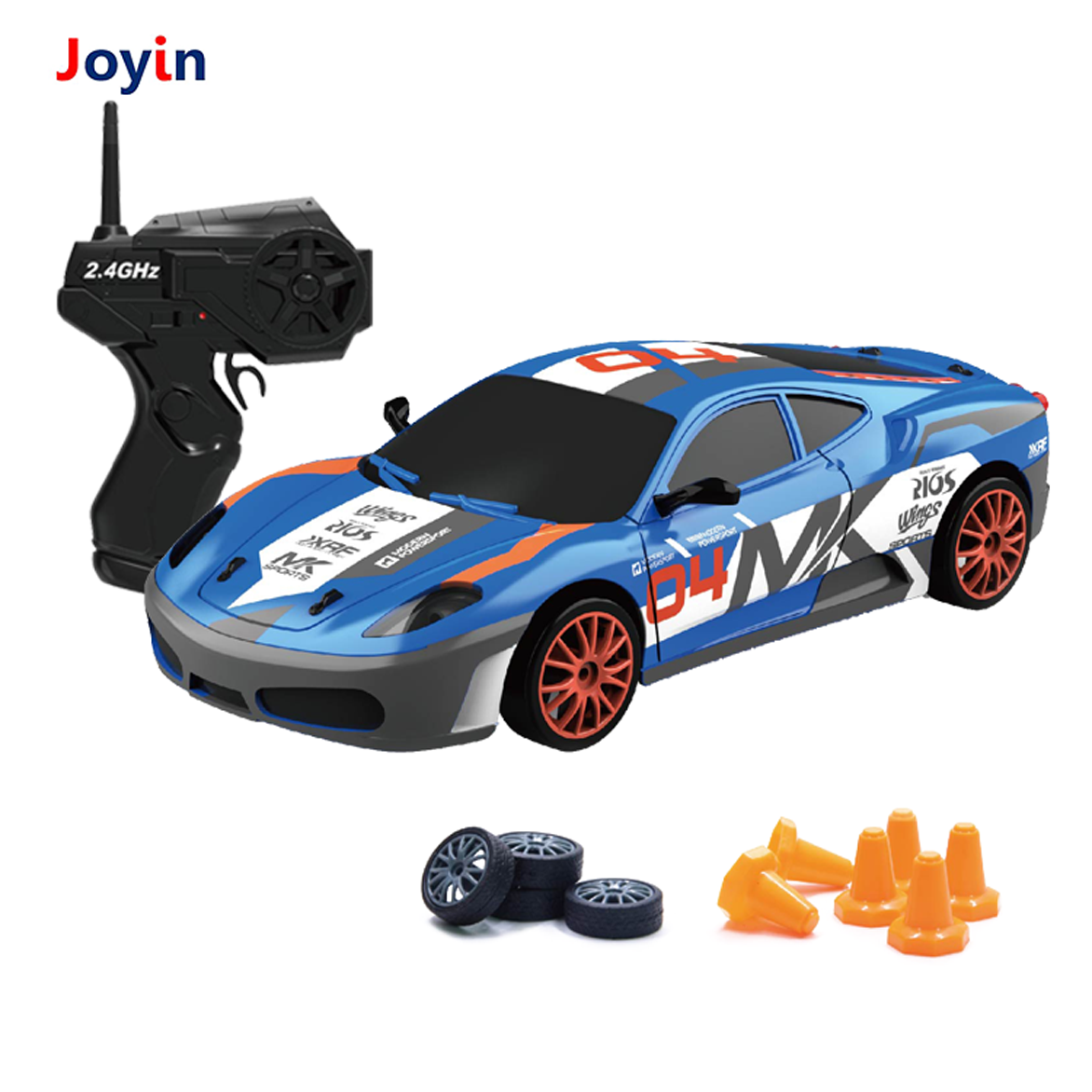 1/24 Scale Remote Control Toy Road Vehicle RC Mini Drift Car Racing Game Drifting Speed Model with LED Light and Drift Tires