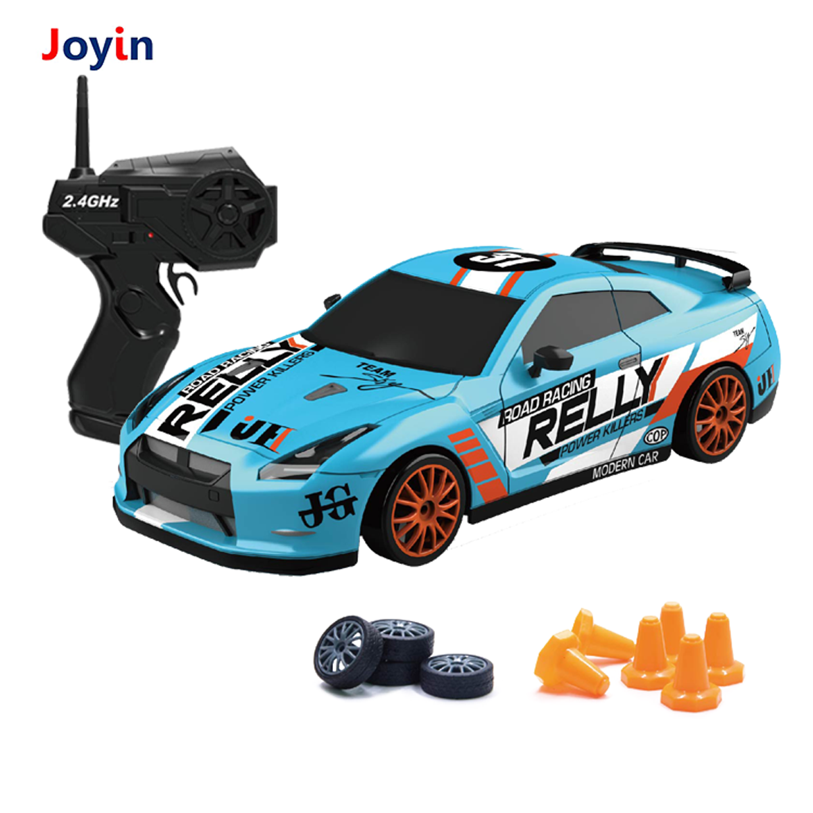 1/24 Scale Remote Control Toy Road Vehicle RC Mini Drift Car Racing Game Drifting Speed Model with LED Light and Drift Tires