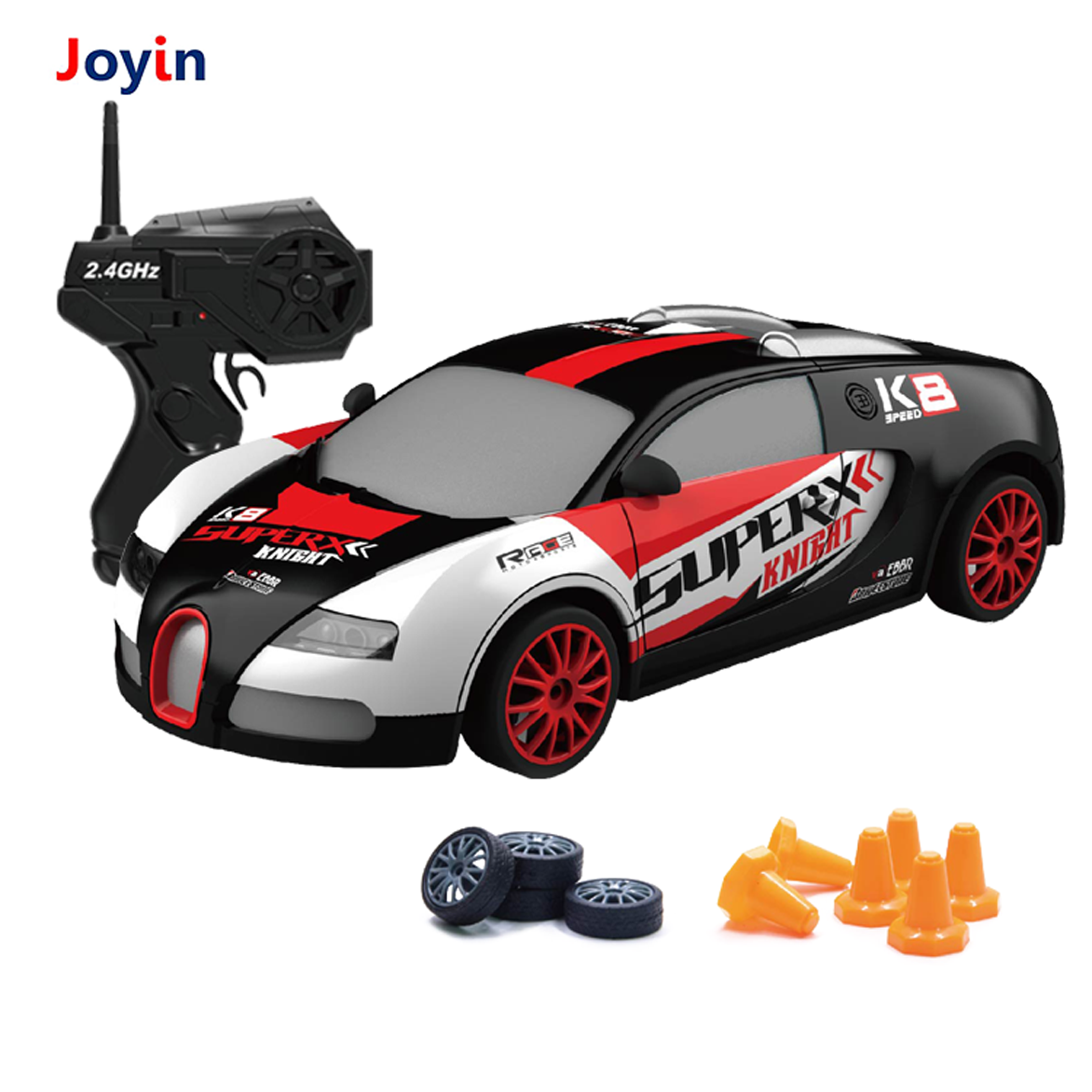 1/24 Scale Remote Control Toy Road Vehicle RC Mini Drift Car Racing Game Drifting Speed Model with LED Light and Drift Tires