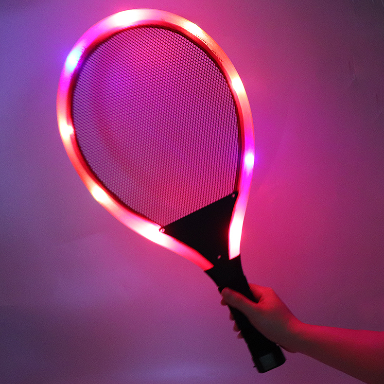 Kids Pattern Cloth Tennis Racket and Balls Flash Light Up Luminous Racquet Outdoor Children Beach Games Sports Toy Badminton