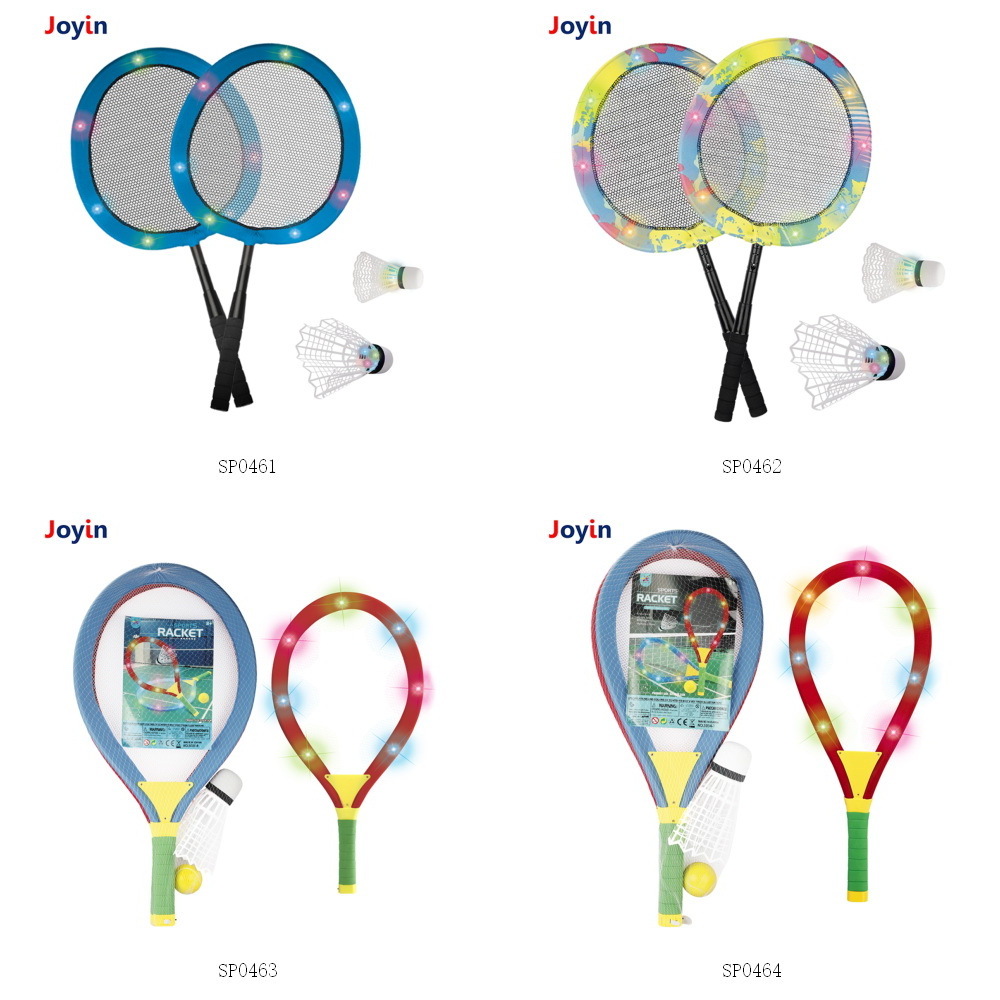 Children LED Light-Up Kids Tennis Beach Racket Plastic Racquet Toddler Racket Ball Sport Game Toy Set Outdoor/Indoor Active Play