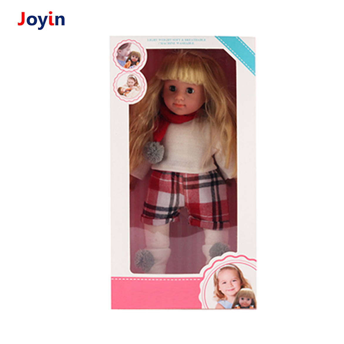 15 Inch lifelike Silicone Baby Doll Girl Movable Child Play Doll Toy Winter White Clothing Red Scarf Clothes Set Blinking Eyes