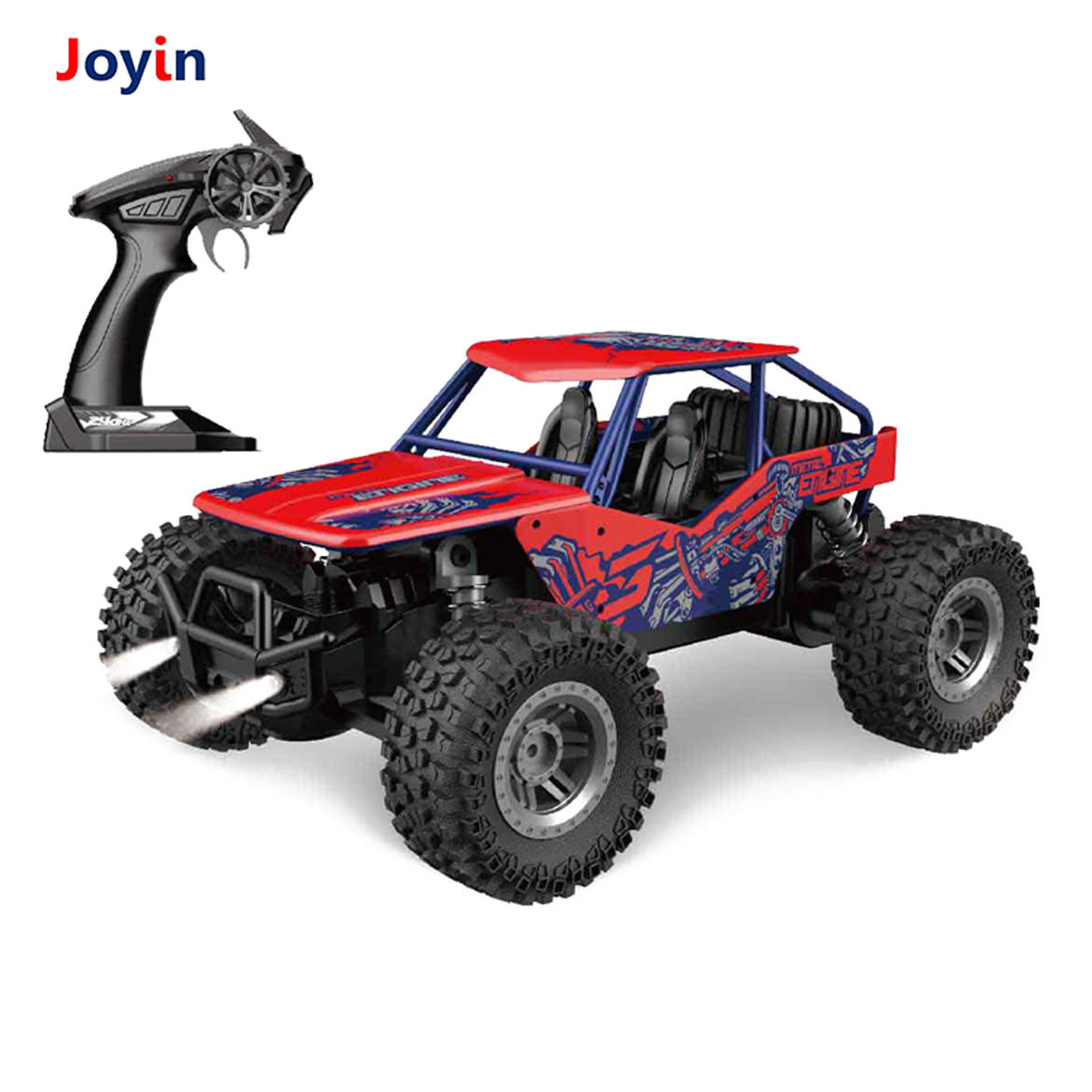 1:18 2.4 GHz All Terrain Remote Control Toy Car with Spray Light & Music Offroad RC Monster Truck for Kids 15KM/H