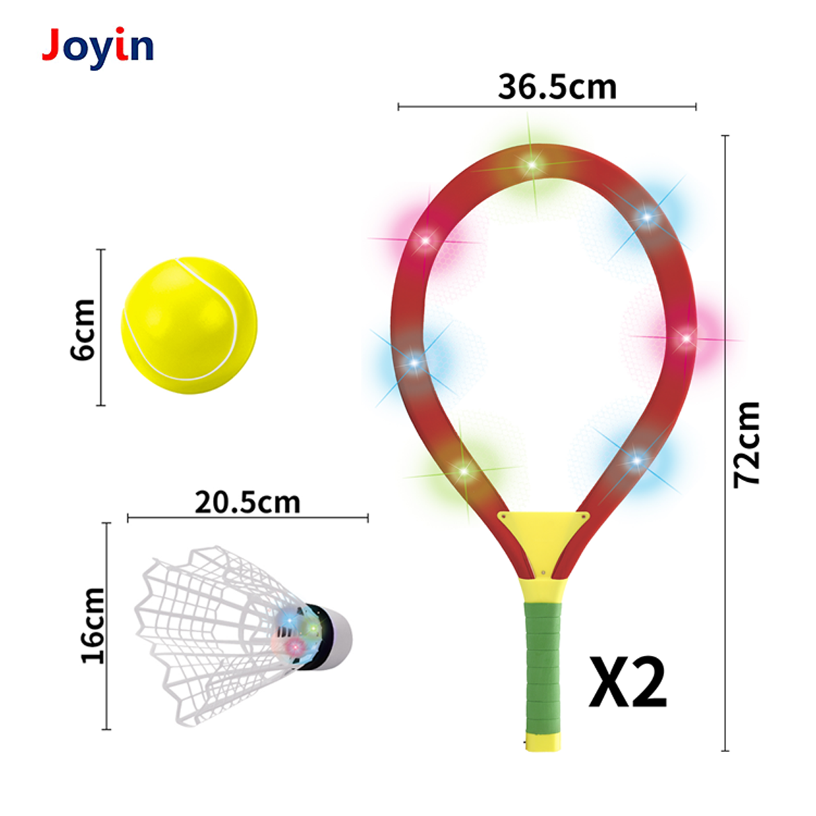 Outdoor/Indoor  & Active Play Children LED Light-Up Kids Tennis Rackets Plastic Racquet Toddler Racket Ball Sport Games Toy Set