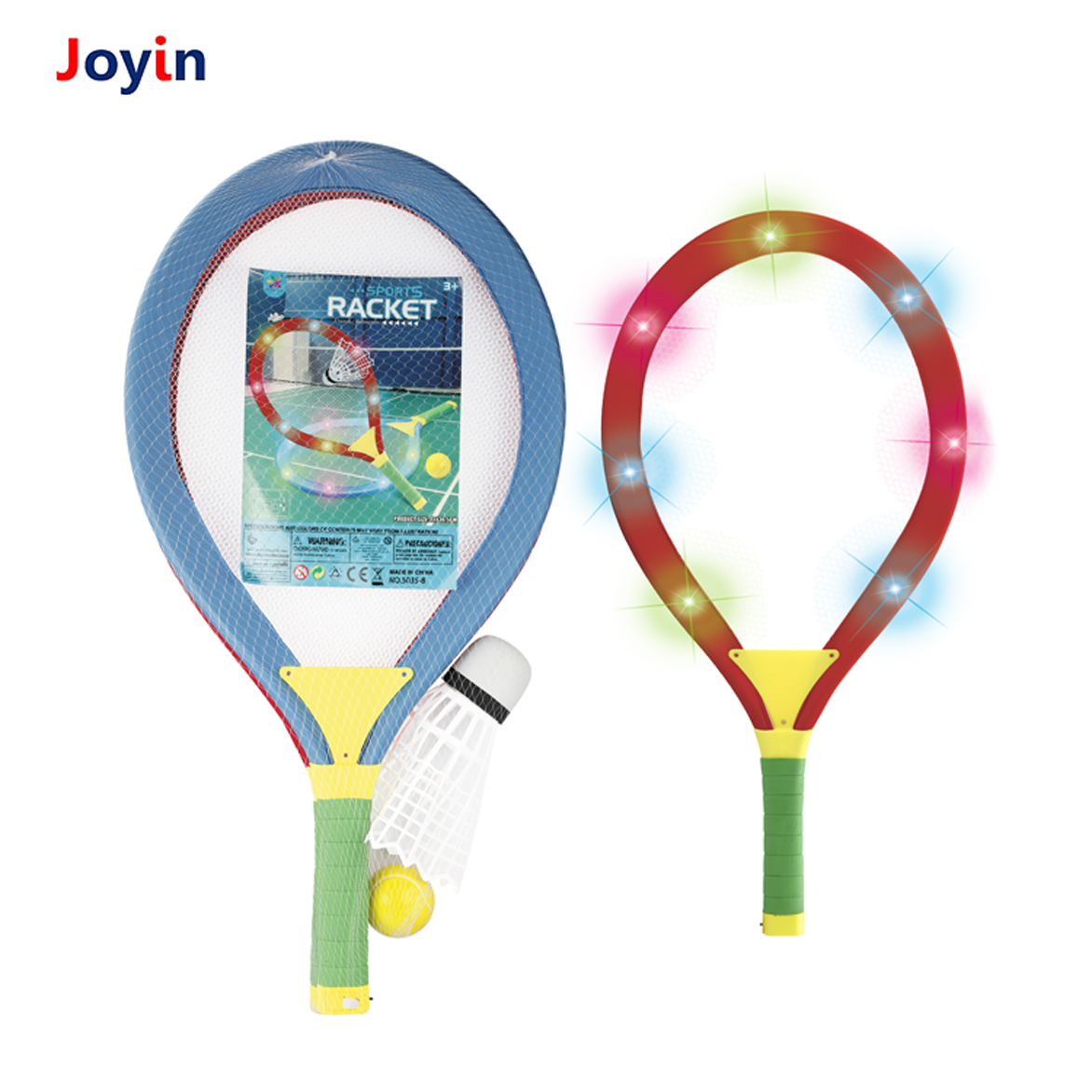 Outdoor/Indoor  & Active Play Children LED Light-Up Kids Tennis Rackets Plastic Racquet Toddler Racket Ball Sport Games Toy Set