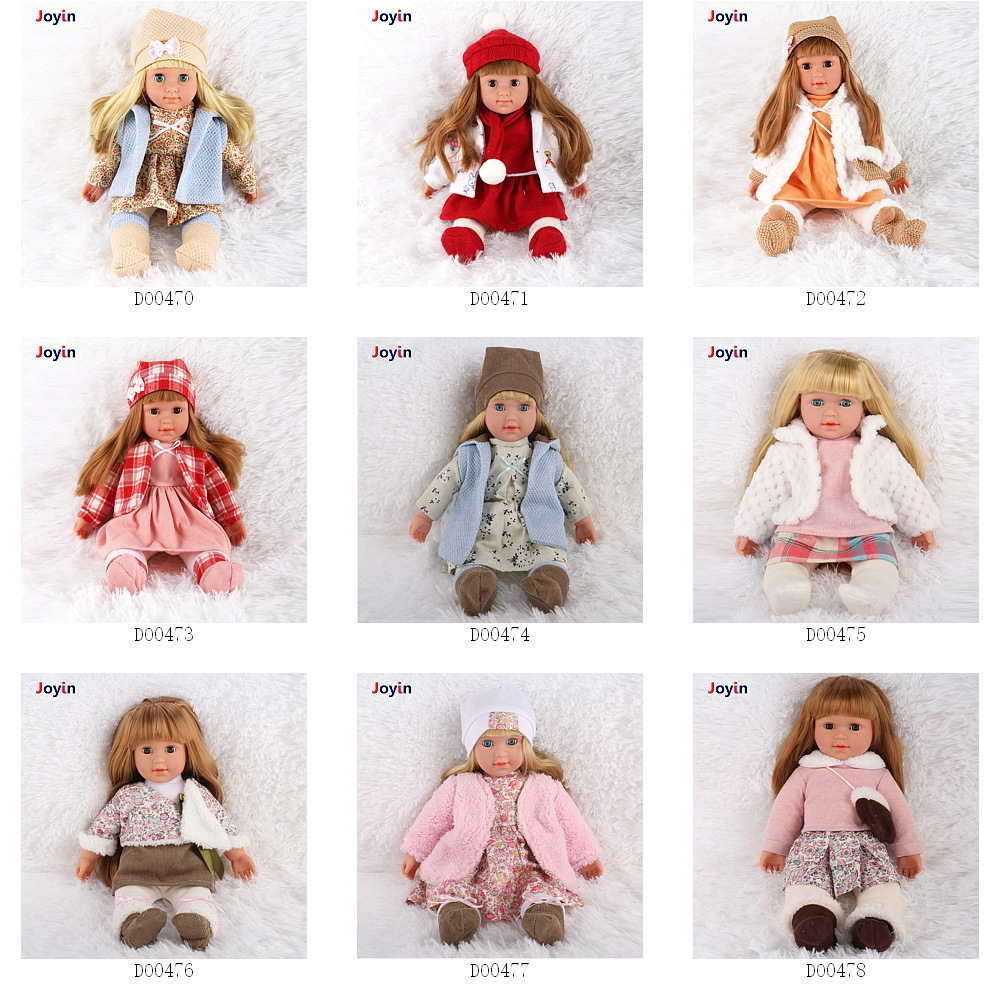 15 Inch Silicone Baby Doll Girl Movable Toy Doll Winter White Skin Long Hair Skirt Jacket Clothes Blinking Eyes for Children