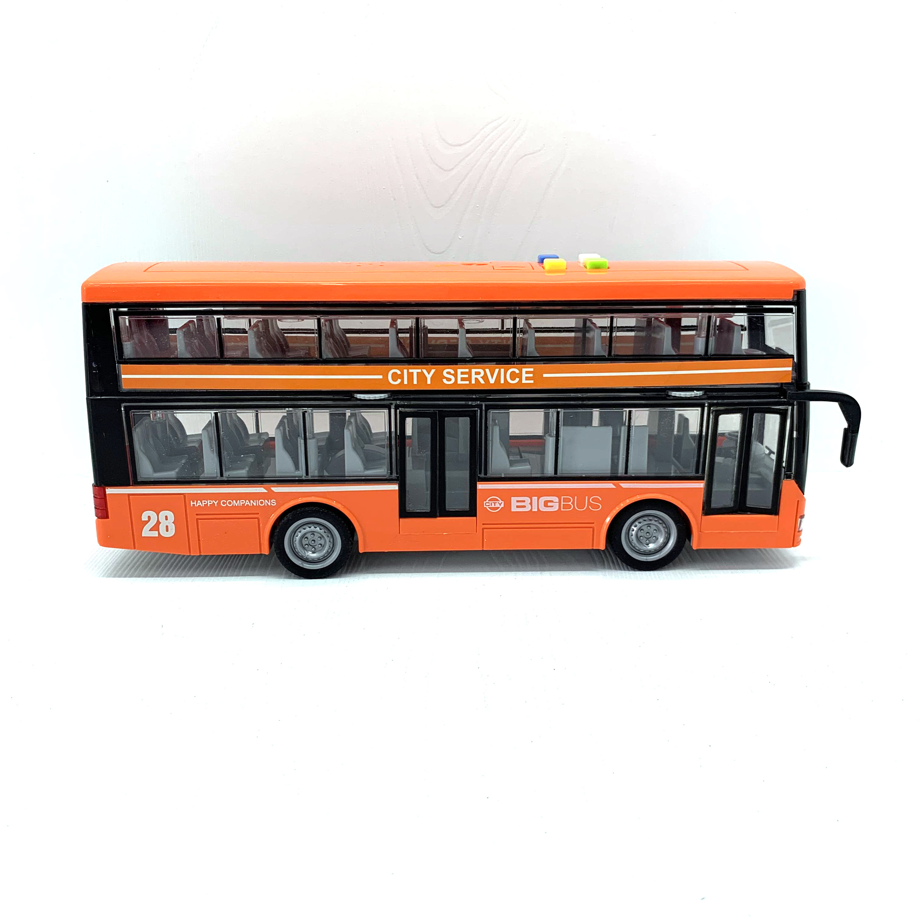 1/16 Highly Restored Friction City Mini Car Set Decker Car School Model Bus Toy for Kids  ,Door Opening, Light & Sound