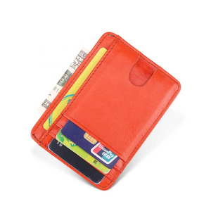 DUJIANG OEM Genuine Leather RFID Blocking Credit Card Holder Business Style Cowhide Bag with Custom Logo or Printing for Women