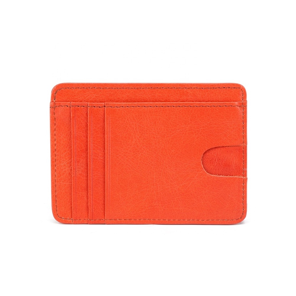 DUJIANG OEM Genuine Leather RFID Blocking Credit Card Holder Business Style Cowhide Bag with Custom Logo or Printing for Women