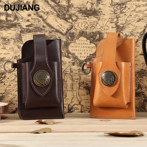 Vintage Crazy Horse Style Genuine Leather Waist Bag for Men Multipurpose Outdoor Cell Phone Holster Case Cigarette Pouch Belt