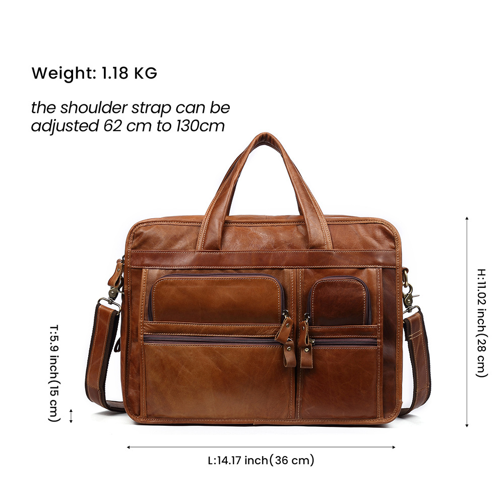 Wholesale Vintage Mens Briefcases Business Genuine Leather Bag Laptop Briefcase Bag For Men Office Shoulder Handbag Messenger