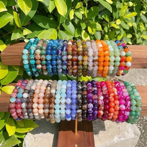 8mm Feng Shui Gemstone Assorted Genuine Natural Crystal Agate Jade Tiger Eye Rose Quartz Elastic Stone Bead Bracelet Men Women