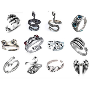 12 Pcs Silver Plated Frog Rings Set, Cute Animal Open Rings Pack, Vintage Goth Hippie Matching Rings