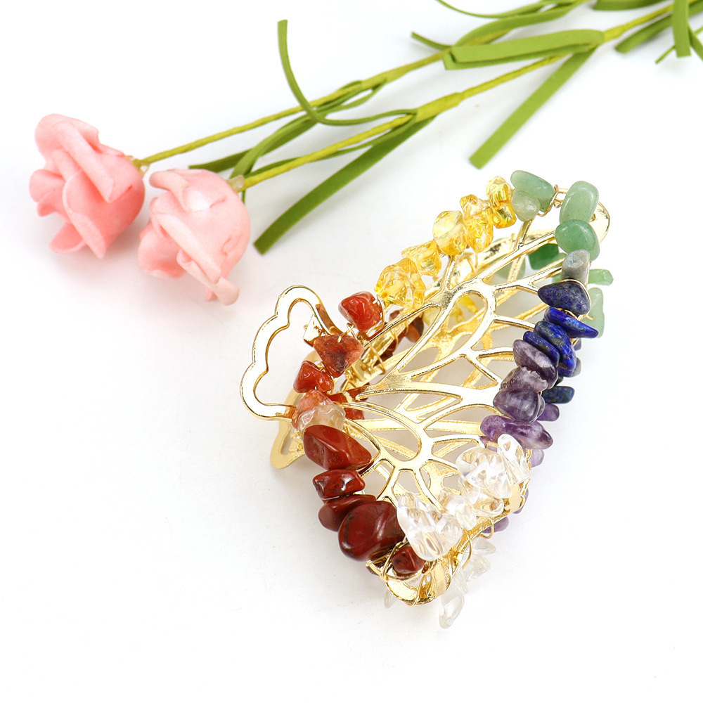 Hair Claw Clip Wire Wrap Amethyst Crystal Chips for Handmade Clam Hair Accessories Gold Metal Nonslip Hair Clip for Women Girls