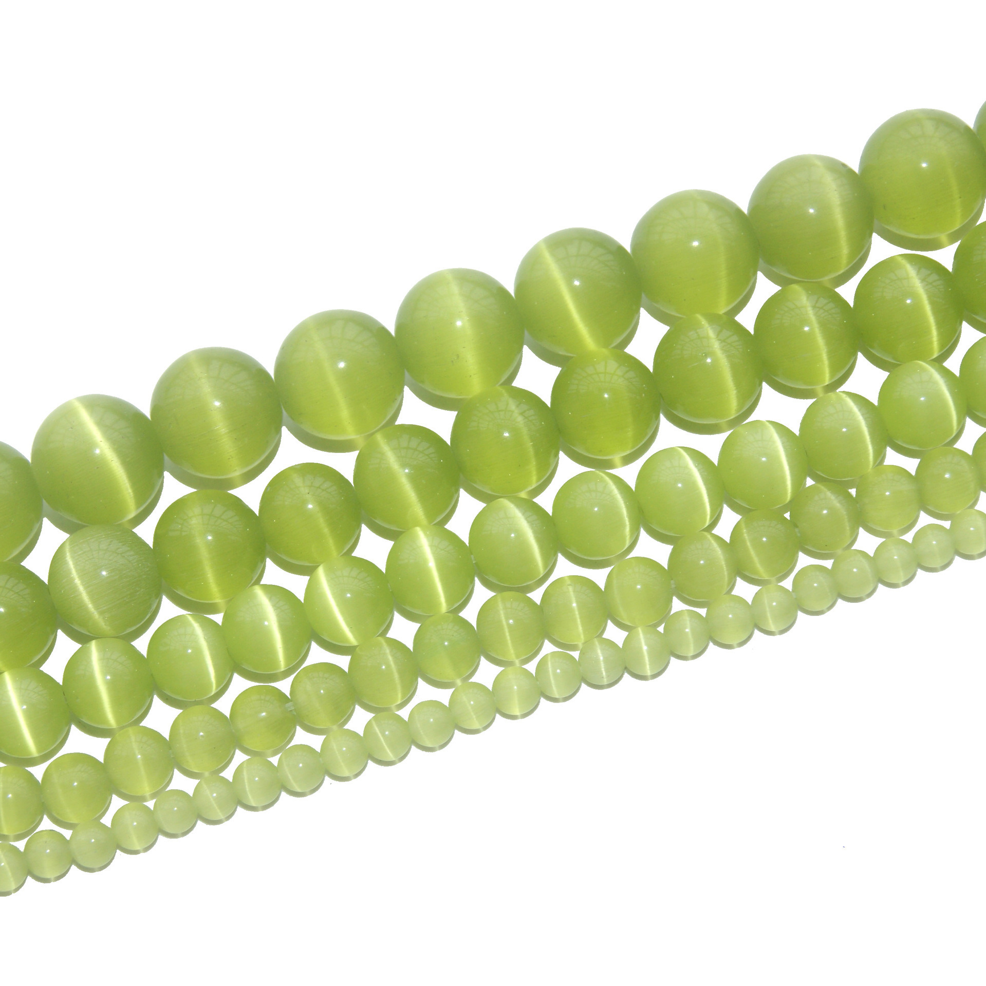 6mm Green Cat Eye Beads Round Glass Cat Eye Spacer Bead for Bracelet Jewelry Making Craft Round Gemstone Loose Beads