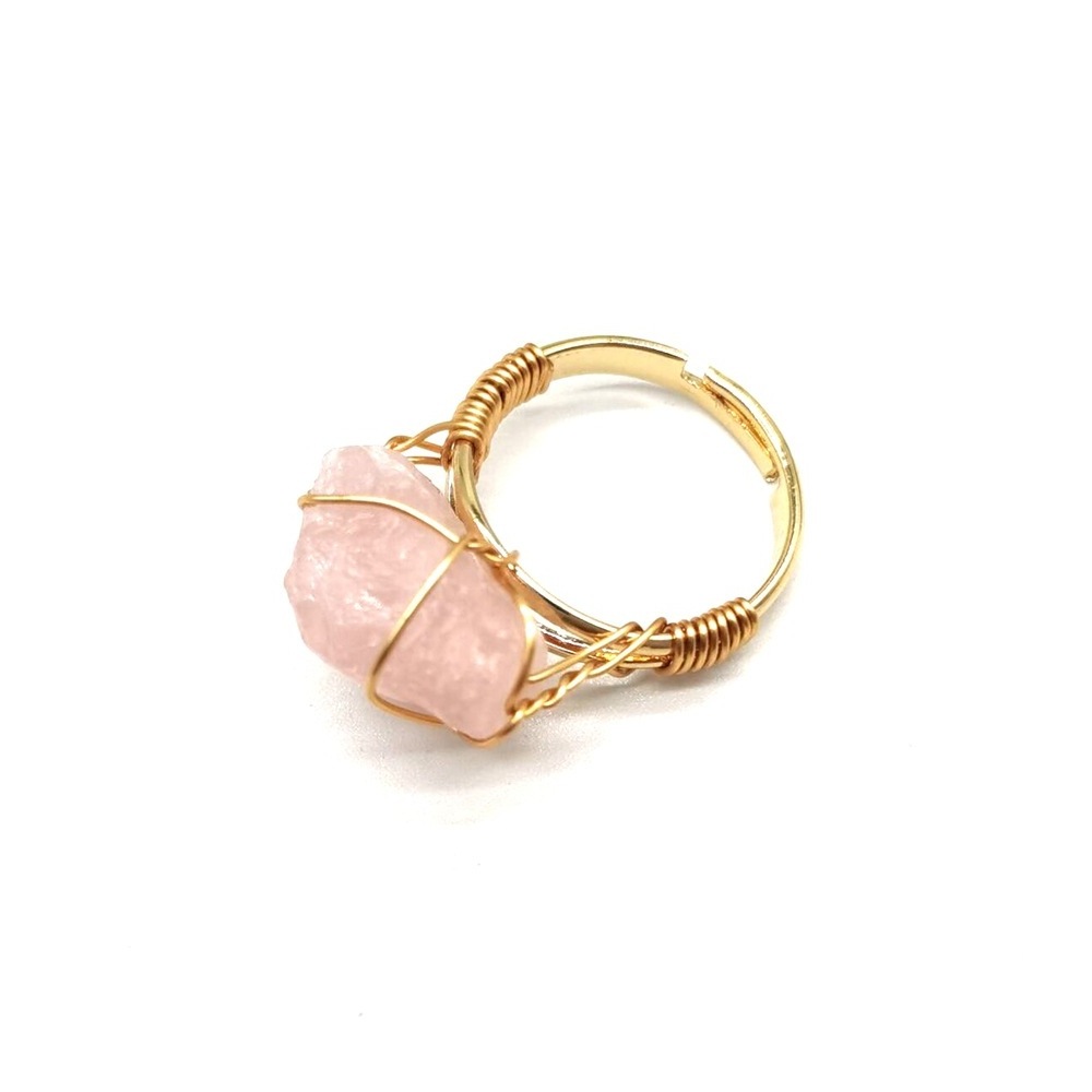 Natural Stone Irregular Wire Wrap Women Rings Healing Rough Stone Jewelry Fluorite Fashion Finger Ring