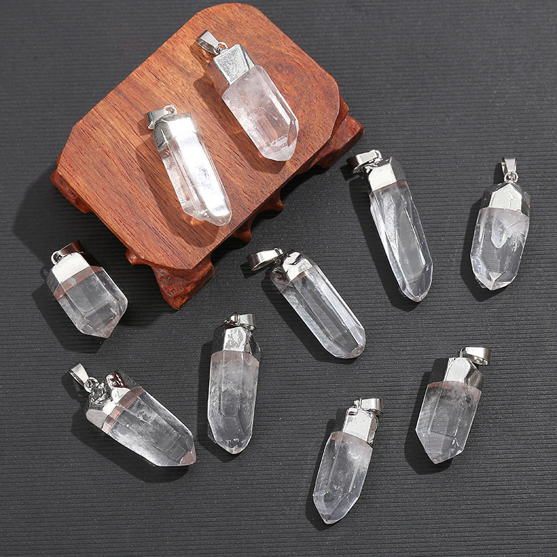 Wholesale Scalar Energy Charms Reiky Healing Natural Rock Crystal Big Pillar Gemstone Pendant Jewelry Necklace for Women Men