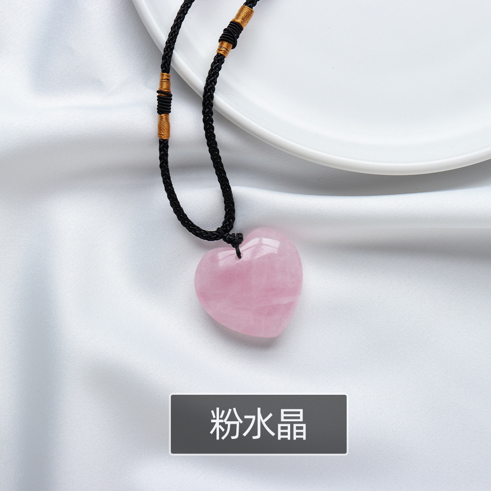 3CM Thick Heart Necklaces for Men Women Heart Stone Jewelry Necklace Adjustable Rope Pendant Love Necklace Gifts