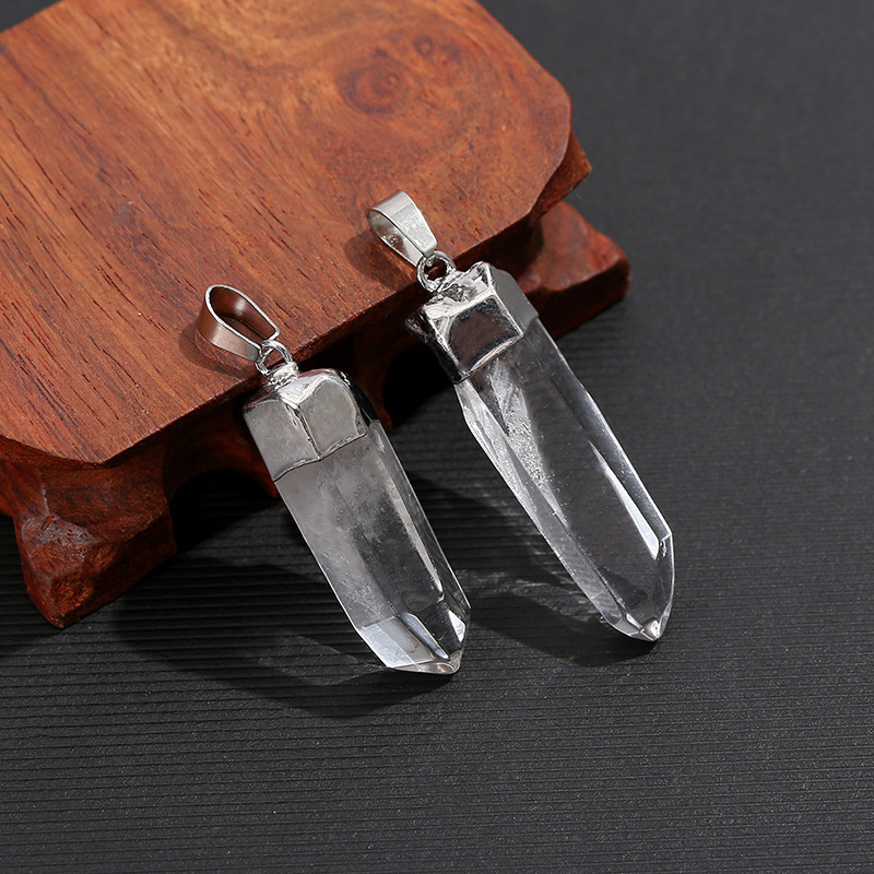 Wholesale Scalar Energy Charms Reiky Healing Natural Rock Crystal Big Pillar Gemstone Pendant Jewelry Necklace for Women Men