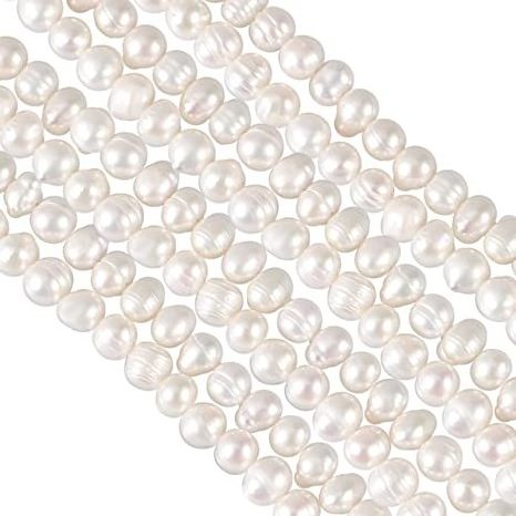 5-6mm Natural Pearl Beads White Freshwater Oval Pearl Strands Cultured Loose Gemstone Beads for DIY Bracelet Necklace Jewelry