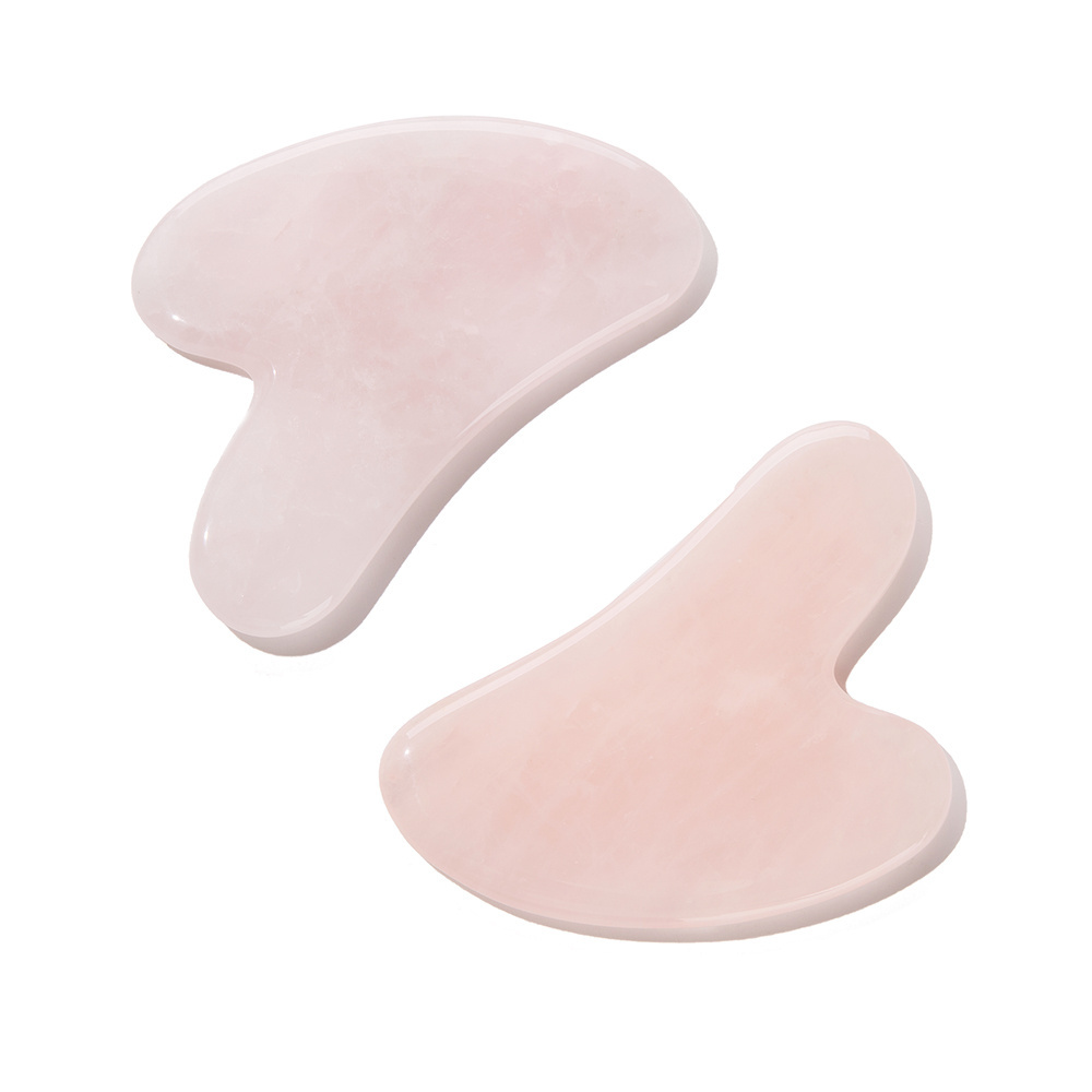 Stock New Custom Logo Gua Sha Scraping Board Heart Guasha Stone Rose Quartz Facial Tool Natural Jade Stone