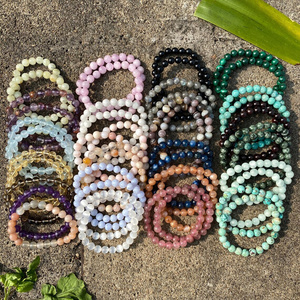 Natural Handmade Genuine Gemstone Crystal Bracelet Mans Stretchy Calming Round Beads Healing Crystal Bead Bracelet Woman