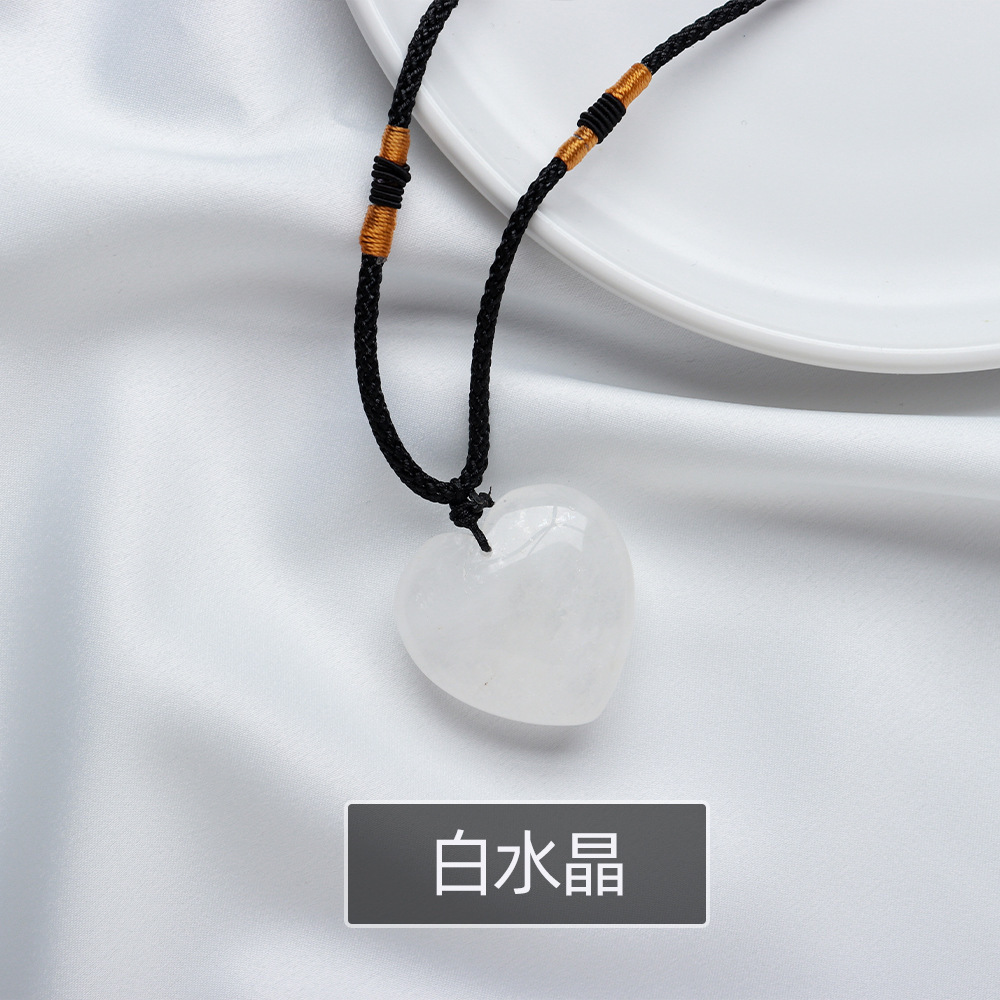 3CM Thick Heart Necklaces for Men Women Heart Stone Jewelry Necklace Adjustable Rope Pendant Love Necklace Gifts