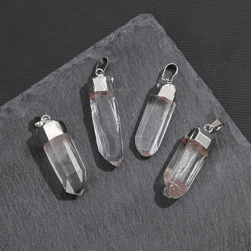 Wholesale Scalar Energy Charms Reiky Healing Natural Rock Crystal Big Pillar Gemstone Pendant Jewelry Necklace for Women Men