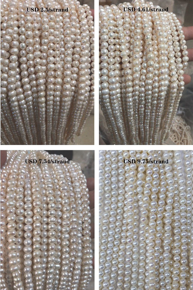 5-6mm Natural Pearl Beads White Freshwater Oval Pearl Strands Cultured Loose Gemstone Beads for DIY Bracelet Necklace Jewelry