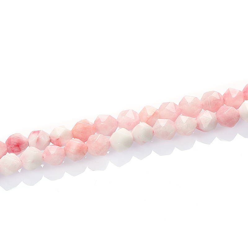 Wholesale Diamond Faceted Beads, Pink Dyed Jade Bead, Loose Gemstone Beads for Jewelry Making