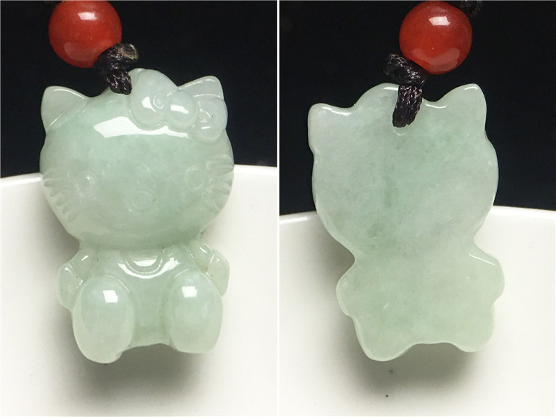 Natural Crystal Healing Quartz Jade Stone Jewelry Gemstone Hello Kitty Cat Pendant Stone Carving for DIY Necklace Jewelry Making