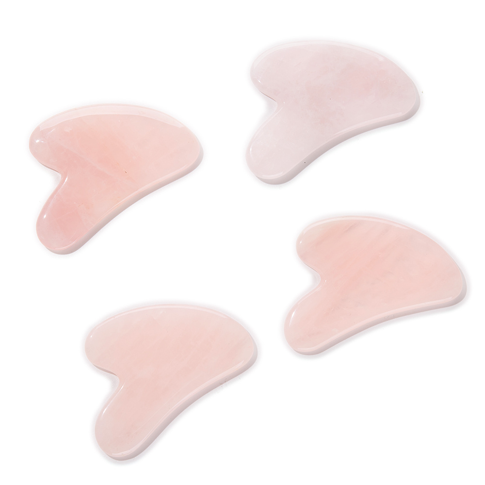 Stock New Custom Logo Gua Sha Scraping Board Heart Guasha Stone Rose Quartz Facial Tool Natural Jade Stone