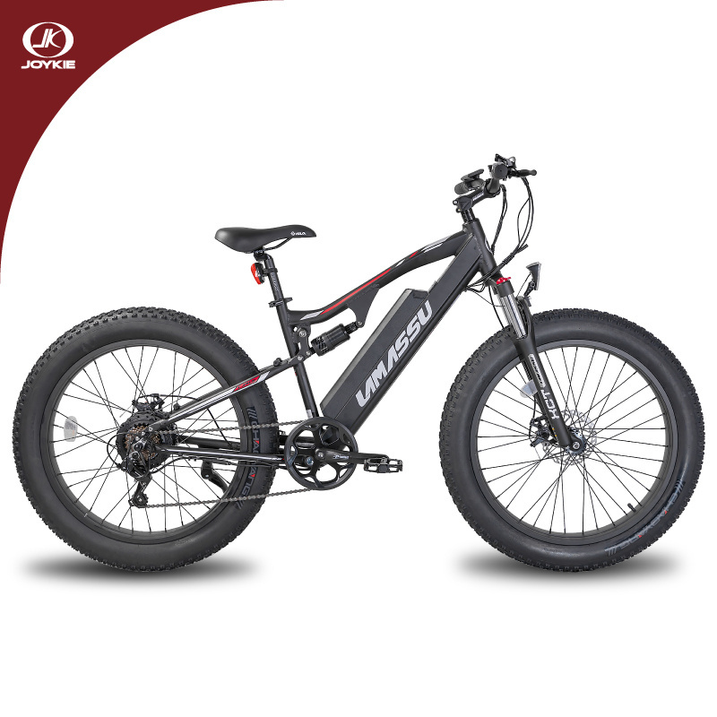 JOYKIE ebike 500W 7 speed fat ebike 48v 10ah full suspension fat tire electric mountain bike