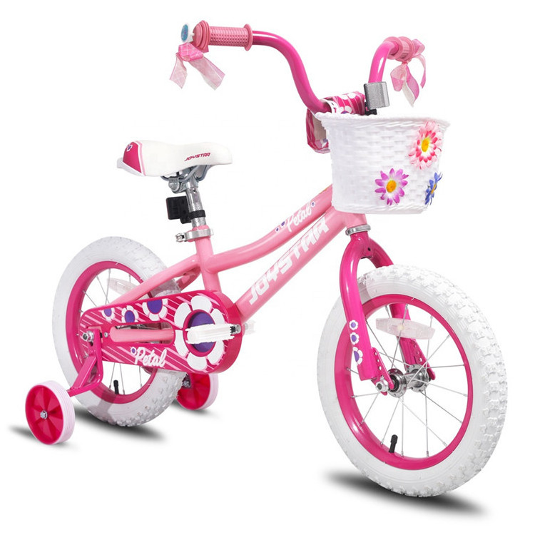 JOYKIE Wholesale Custom 12 14 16 inch Pink Girls Bike for Kids with Basket and Training Wheels