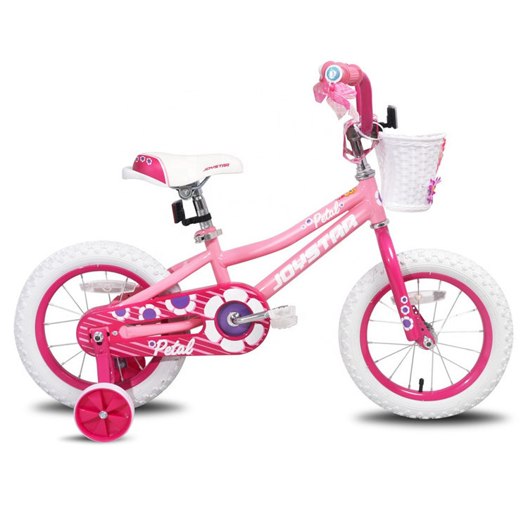 JOYKIE Wholesale Custom 12 14 16 inch Pink Girls Bike for Kids with Basket and Training Wheels