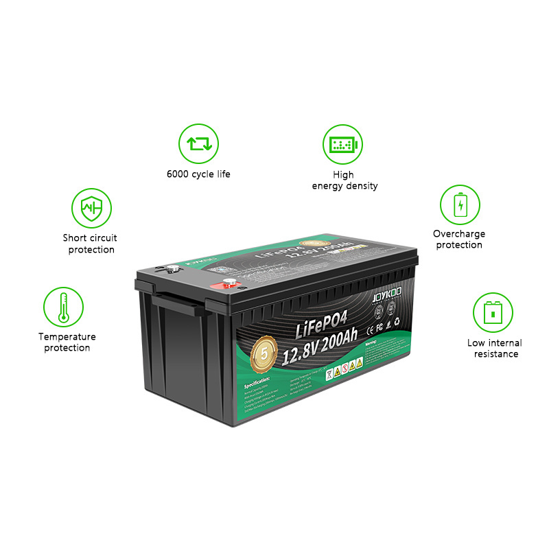 12.8V 200Ah Lifepo4 Phosphate Battery Pack Cell Rechargeable Solar Systems RV Travel Trailer Mobile Home Caravan Batteries