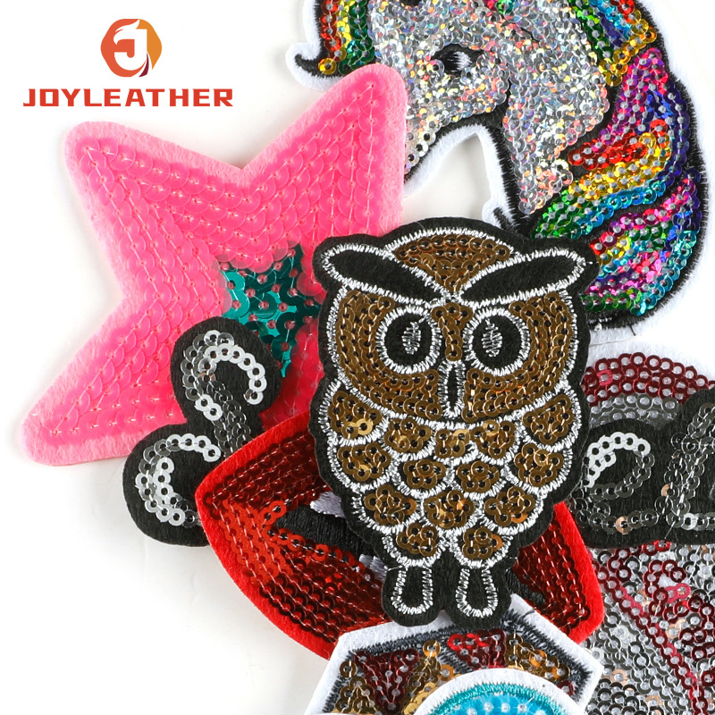 Love DIY Clothing Accessories Sequins Embroidered 3d Owl Bright Rhinestones Patch Sequined Star Patches