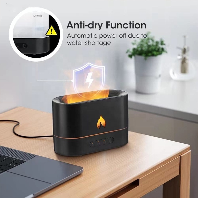 Fire Flame Air Humidifier Mist Nebulizer for Bedroom Night Light Lamp Ultrasonic Aromatherapy Essential Oil Usb Aroma Diffuser