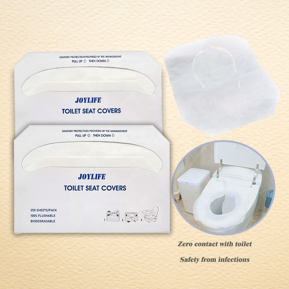 250 Pcs Pack 1/2 Fold 100% Virgin Pulp 42*36cm Hotel Restaurant Household Flushable Disposable Oem Toilet Seat Paper Covers 200