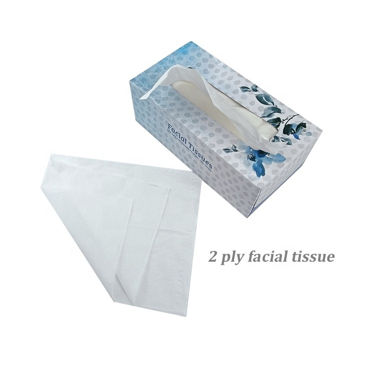 China Customized Soft silk paper tissue 13GSM/15GSM Face Cleaning printing box facial tissue