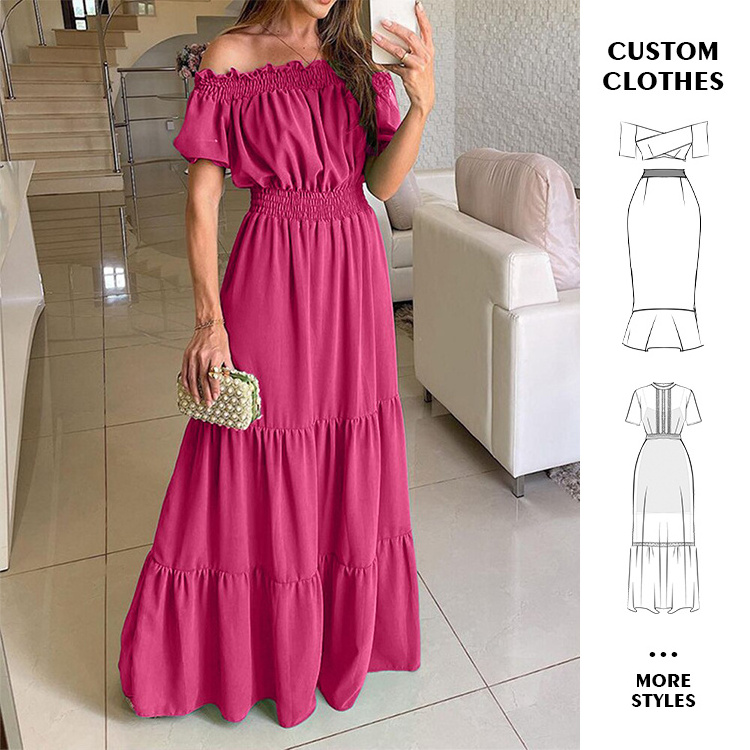 Custom Bohemian Long Dress For Women Summer Lady Elegant Ladies Loose Beach Sundress Female Holiday Maxi Dress Vestido Robe