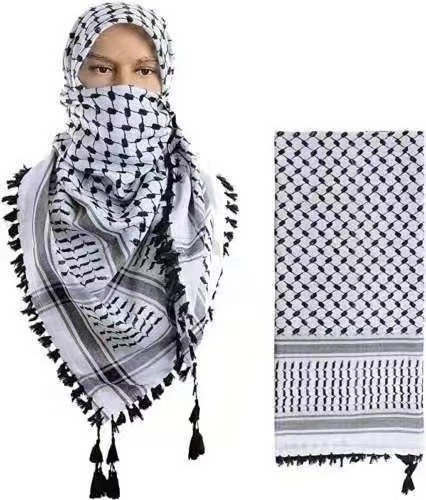 New Wholesale Tactical Windproof 100% Cotton Polyester Chiffon Arab Flag Desert Wrap Palestine Shawl Neck Arab Scarf