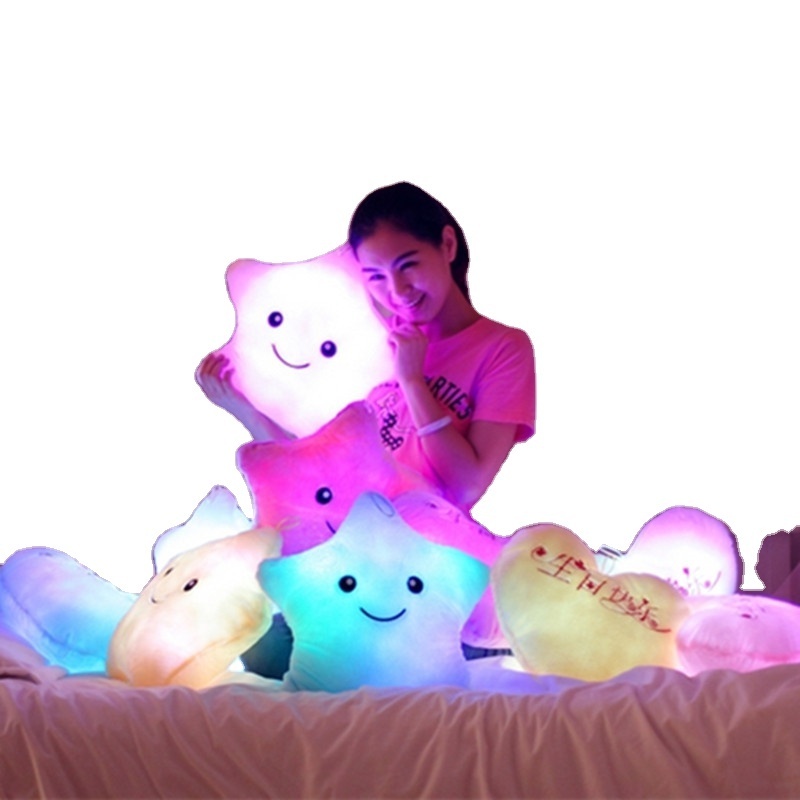 JM Star Pillow Plush Toys Cute Luminous Pillow Toy Led Light Glow in Dark Plush Pillow Doll kids Toys for Children