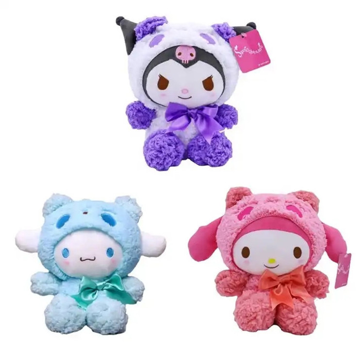 JM Wholesale 23cm Kawaii Hello Sanrio Kuromi Plush Toy Kitty Stuffed Doll Toys for Children Gift