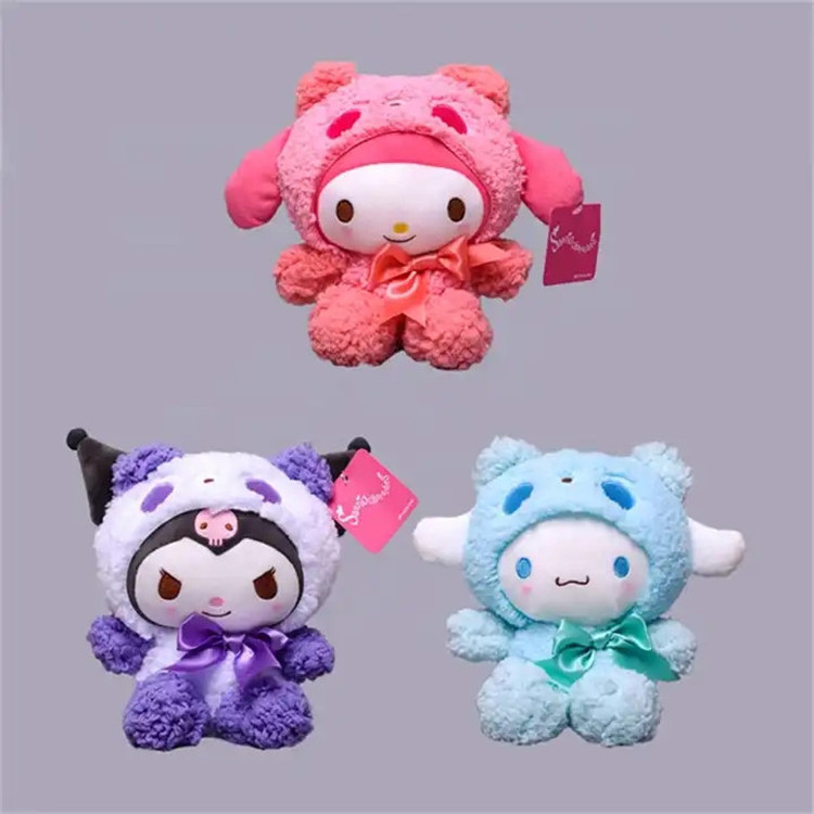 JM Wholesale 23cm Kawaii Hello Sanrio Kuromi Plush Toy Kitty Stuffed Doll Toys for Children Gift