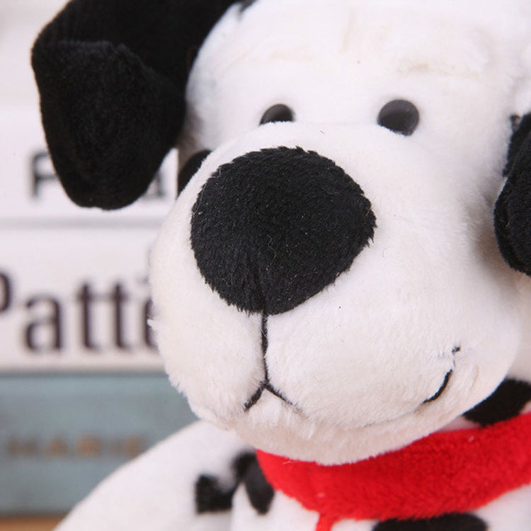 JM New Arrival Cute Spotted Dog Plush Toy  Soft Dalmatian Stuffed Doll With Red Necklace Lifelike Animal Rag Puppy Juguetes