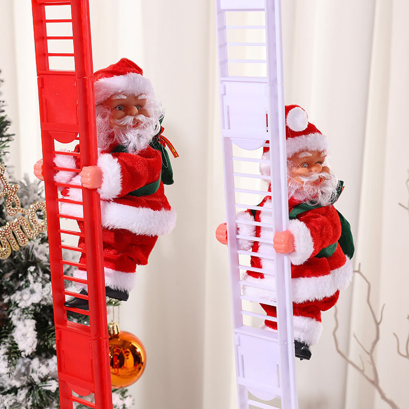 JM New Creativity Climb Ladder Santa Claus With Music Christmas Decoration Ornaments Gifts Kids Toys Merry Christmas